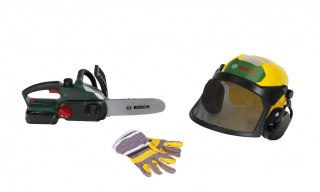 Zestaw drwala z piłą, przyłbicą i rękawicami