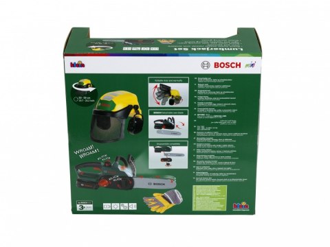 Zestaw drwala z piłą, przyłbicą i rękawicami