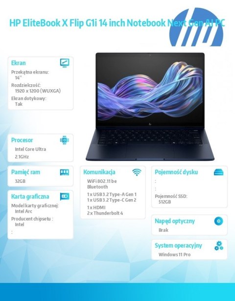 Notebook EliteBook X Flip G1i U5 228V/512GB/32GB/W11P/14.0 B9ZX7ET