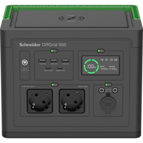 Stacja zasilania PPS500-GR Schneider OffGrid Portable Power Station 500, 517Wh Lithium-ion, 2 Schuko, Sinewave