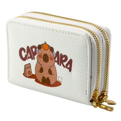 Portfel Dwukomorowy Przegrody na Karty Kapibara Biały 12,5 x 8,5cm