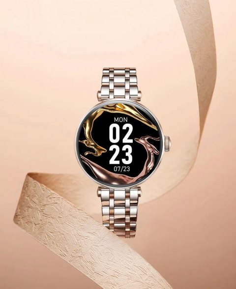 Smartwatch Gravity Różowe Złoto Czarny 2 Paski GT26-6
