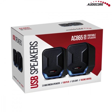 Głośniki komputerowe 6W USB AC865B Czarno-niebieskie