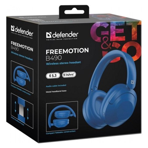 Słuchawki bezprzewodowe nauszne FREEMOTION B490 Niebieskie