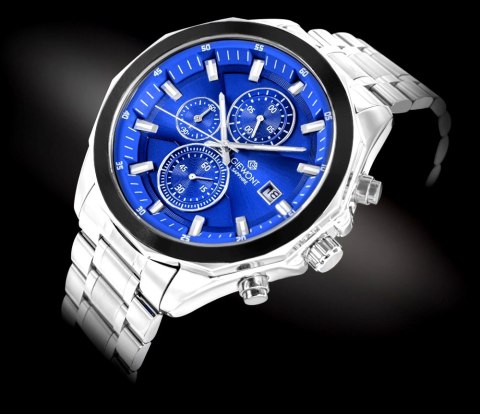 Zegarek Męski Giewont Chronograph Sapphire Srebrno Niebieski GW7290-B3