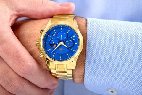 Zegarek Męski Giewont Chronograph Sapphire Złoto Niebieski GW9460-B5