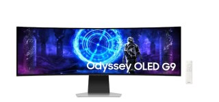 Monitor 49 cali Odyssey G9 G95SD OLED 5120x1440 DQHD 32:9 1xHDMI 1xmicroHDMI 1xDP 1xUSB-C 2xUSB 0,03ms 240Hz zakrzywiony głośnik