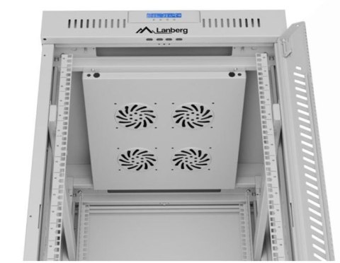 Szafa stojąca rack 19 cali 22U 600x800 szara drzwi szklane LCD flack pack