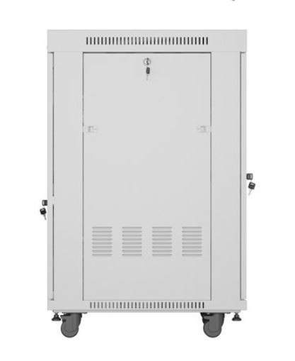 Szafa stojąca rack 19 cali 22U 600x800 szara drzwi szklane LCD flack pack