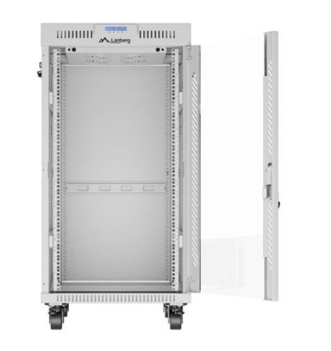Szafa stojąca rack 19 cali 22U 600x800 szara drzwi szklane LCD flack pack