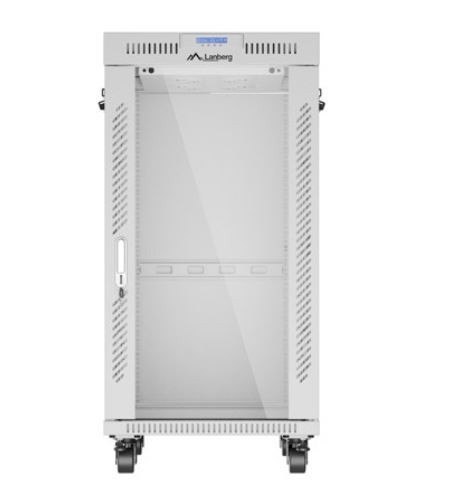 Szafa stojąca rack 19 cali 22U 600x800 szara drzwi szklane LCD flack pack