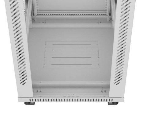 Szafa stojąca rack 19 cali 42U 600x800 szara drzwi szklane flack pack