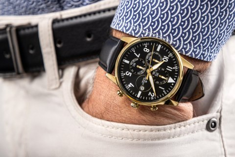 Zegarek Męski Giewont Chronograph Sapphire Czarno Złoty GW5630-A4