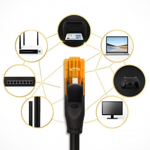 Kabel patchcord UTP | kat.6 | 2 x RJ-45 | High speed 1Gb/s | Pozłacane styki | 25m | Czarny
