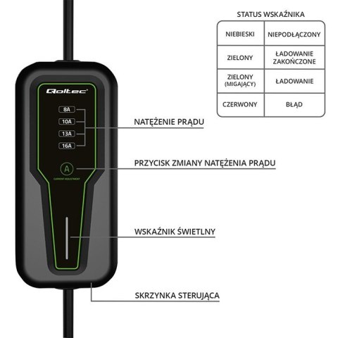 Mobilna ładowarka do samochodu elektrycznego EV z regulacją 2w1 Typ2 | 3.5kW | 230V | LCD | Przenośna |4m