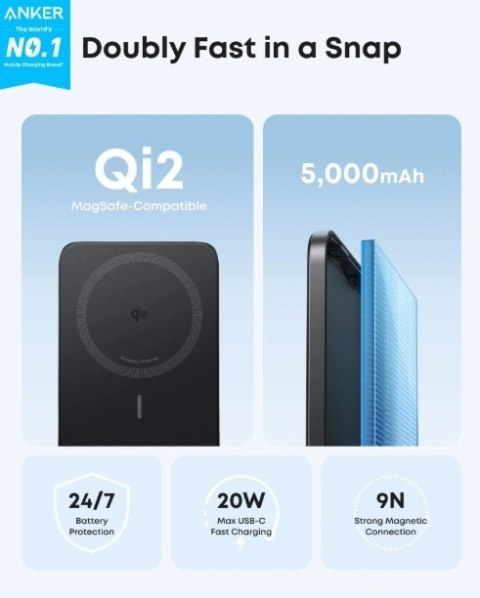 PowerBank Nano 5k mAh slim czarny