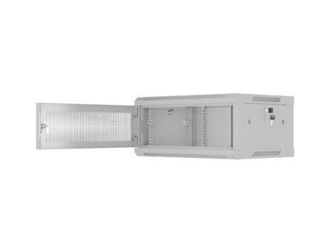 Szafa instalacyjna rack wisząca 19 cali 4U 600x450 drzwi perforowane (flat pack) szara