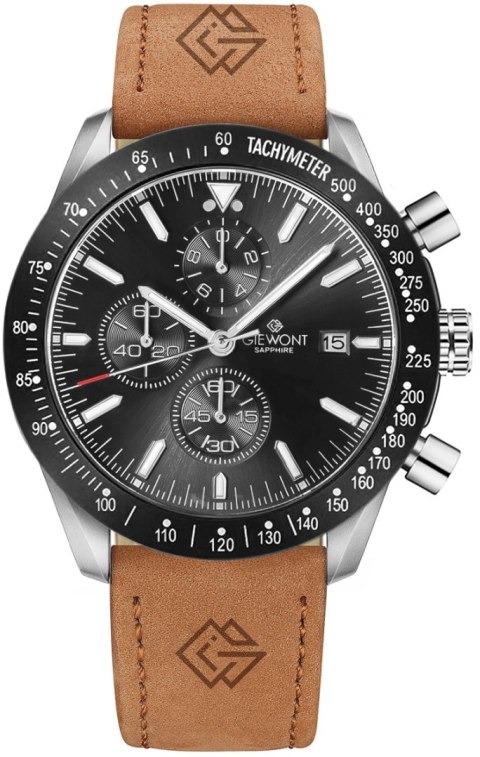 Zegarek Męski Giewont Chronograph Sapphire Brązowo Czarny GW8720-A1