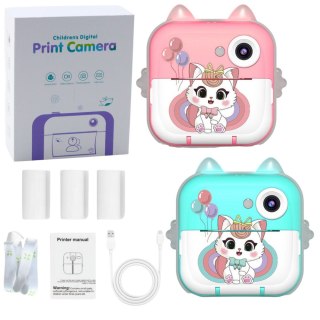 Aparat Natychmiastowy z Drukarką Termiczną Gry 3 Rolki Kotek Różowy