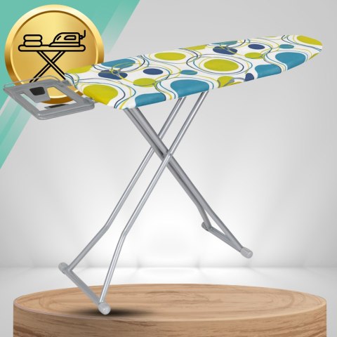 Deska do prasowania PREMIUM 130x34cm regulowana 70-87cm + półka na żelazko bawełniany pokrowiec
