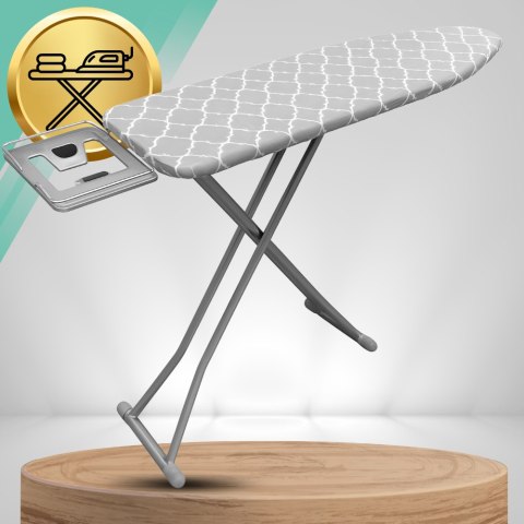 Deska do prasowania PREMIUM 130x34cm regulowana 70-87cm + półka na żelazko bawełniany pokrowiec