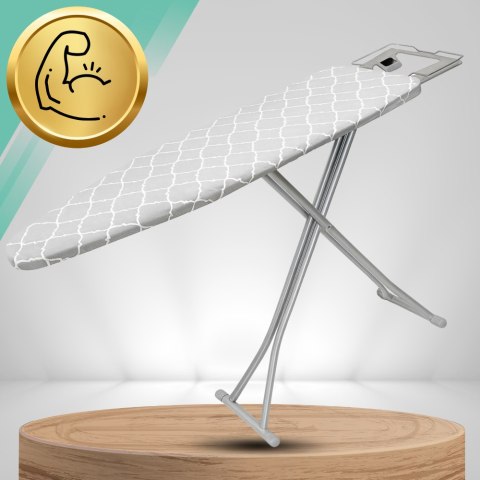 Deska do prasowania PREMIUM 130x34cm regulowana 70-87cm + półka na żelazko bawełniany pokrowiec