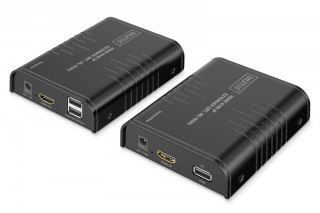 Przedłużacz (extender) po skrętce kat.6 HDMI 4K/60Hz z KVM USB 2.0 przez IP 1G lub do 120m/200m, max. 253 odbiorniki, ekran doty