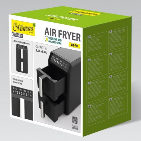 Frytownica beztłuszczowa podwójna pionowa 5l + 5l 2400W MR-761