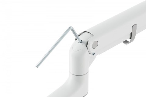 Ramię biurkowe pojedyncze z zaciskiem i sprężyną gazową 1x LCD max. 57" 27kg, VESA: 75x75, 100x100, białe