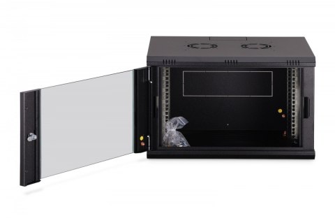 Szafa sieciowa wisząca Dynamic 19" 7U rack 385x600x450mm, drzwi szyba, czarna, niezłożona, 60kg