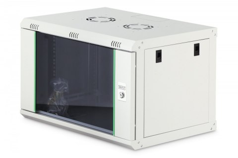 Szafa sieciowa wisząca Dynamic 19" 7U rack 385x600x450mm, drzwi szyba, szara, niezłożona, 60kg