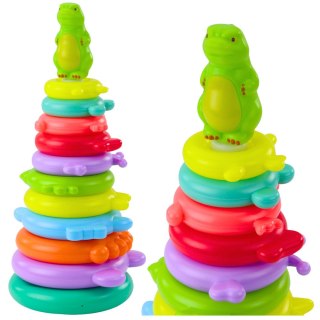 Piramida Edukacyjna Układanka Figurka Dinozaur Naklejki 12 Poziomów