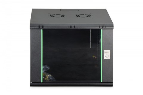 Szafa sieciowa wisząca Dynamic 19" 9U rack 474x600x600mm, drzwi szyba, czarna, niezłożona, 60kg