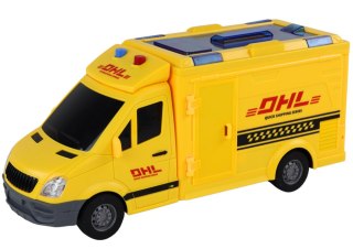 Auto Dostawcze Napęd Frykcyjny Otwierane Drzwi Światła Dźwięki Żółte 1:16