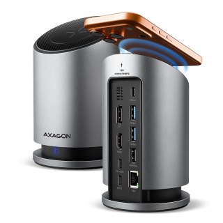 HMC-WL9 Wieloportowy hub USB 9in1, 10Gbps, 3xUSB-A, 1xUSB-C, DP 8K/60Hz, HDMI 4K/60Hz, PD 100W, GLAN, 100cm USB-C kabel, wireles