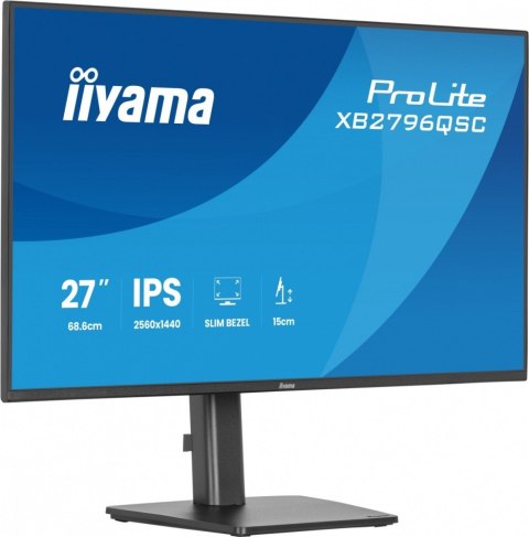 Monitor ProLite 27 cali XB2796QSC-B1 IPS,QHD,HDMI,USB-C (PD 65W),75Hz, 350cd, 1xUSB 3.2 , 1xUSB-C, 2x2W, HAS 150/PIVOT/obrót sto