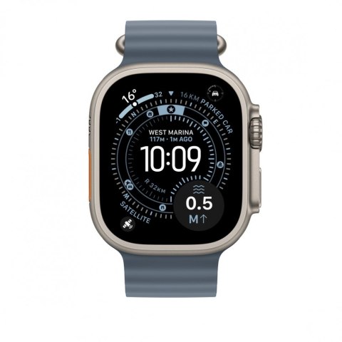 Przedłużka do paska Ocean w kolorze marynarskiego granatu do koperty 49 mm - elementy z tytanu w kolorze naturalnym