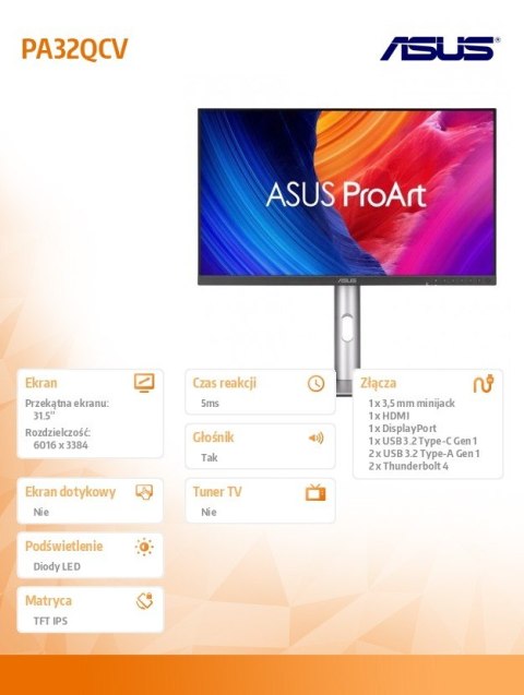Monitor 31.5 cala PA32QCV 6K IPS HDMI DP USB-C THb4