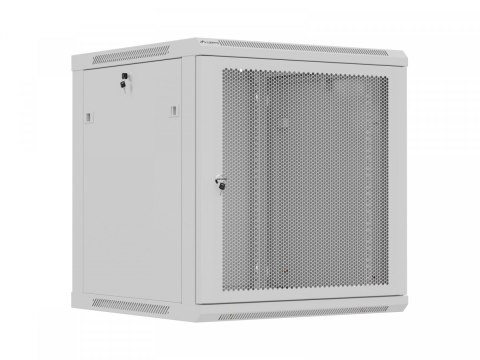 Szafa instalacyjna rack wisząca 12U 600x600 szara drzwi perforowane (flat pack)
