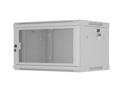 Szafa instalacyjna rack wisząca 19 cali 6U 600x450 drzwi perforowane (flat pack) szara