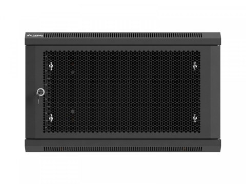 Szafa instalacyjna rack wisząca 19 cali 6U 600x600 czarna drzwi perforowane (flat pack)