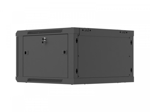 Szafa instalacyjna rack wisząca 19 cali 6U 600x600 czarna drzwi perforowane (flat pack)
