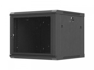 Szafa instalacyjna rack wisząca 19 cali 9U 600x600 czarna drzwi perforownae ( flat pack)