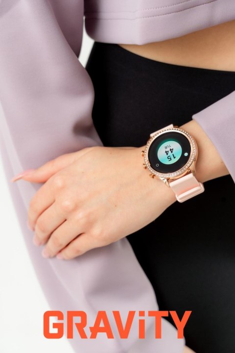 Smartwatch Gravity Różowe Złoto Pasek i Bransoleta GT5-5