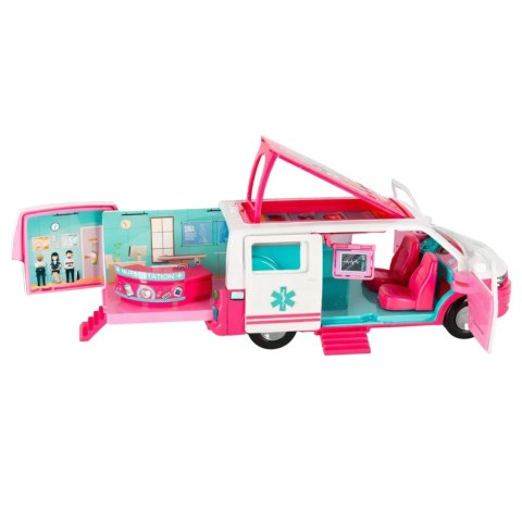 Mobilny Szpital Karetka Ambulans 2W1 Lalka Doktor Akcesoria Medyczne