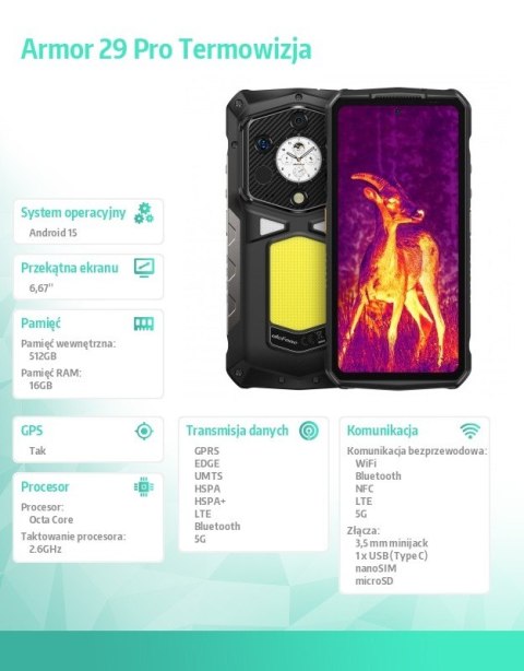 Smartfon Armor 29 Pro Thermal 5G 16/512GB czarny