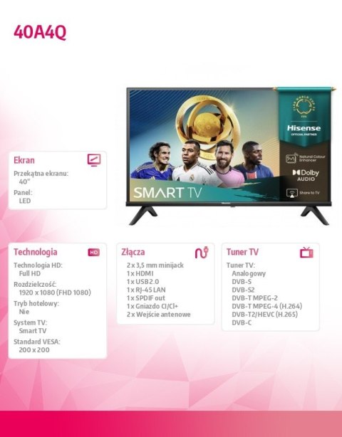 Telewizor LED 40 cali 40A4Q