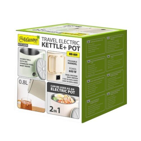 Czajnik elektryczny / garnek turystyczny 2w1 0,8l 600W MR-009-MINT