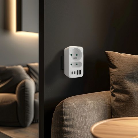 Rozdzielacz na 2 gniazda MCE249 F/W 2x USB-A 2x USB-C