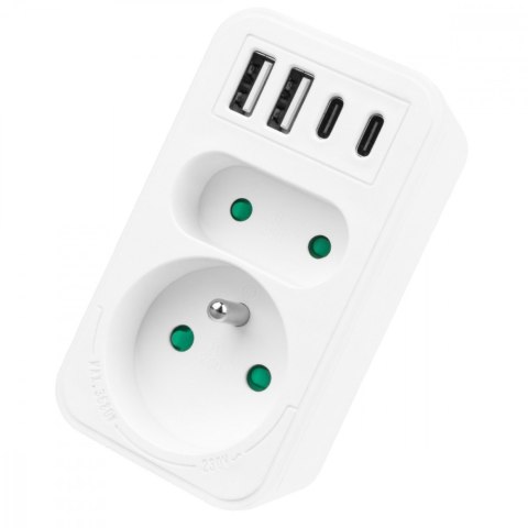 Rozdzielacz na 2 gniazda MCE249 F/W 2x USB-A 2x USB-C